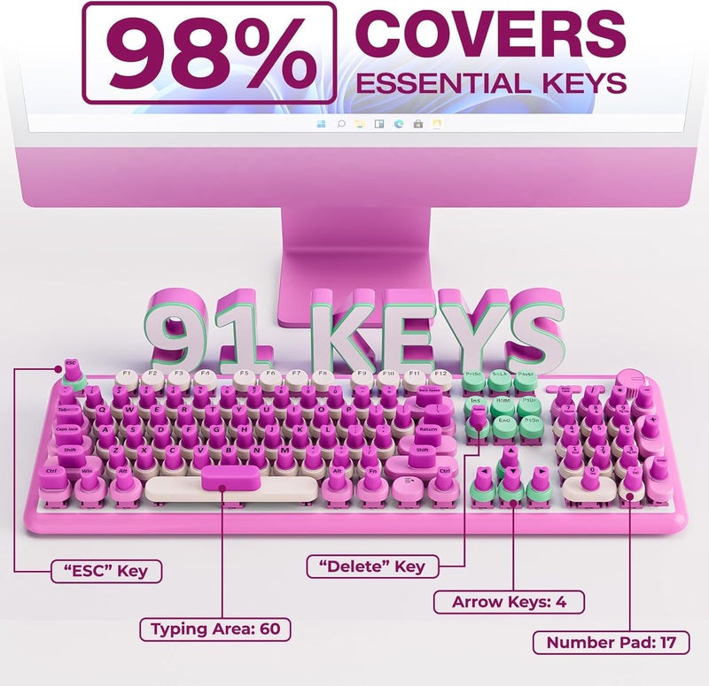 Udefineit 91PCS Raised Keyboard Stickers for Long Nails, Soft Silicone Long Nails Keyboard Cover, Self-Adhesive Nails Art Typing Keycaps, Keyboards Bubbles for Office Desktops PC Laptops - Purple - Image 5